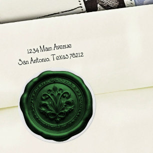 Faux Wax Envelope Seal Style 4 Green 2 Sticker