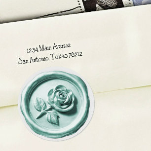 Faux Wax Seal Aqua Rose 2 Deep Impression