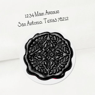 Faux Wax Seal, Black Classic Round Sticker