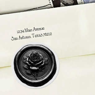 Faux Wax Seal Black Rose Deep Impression