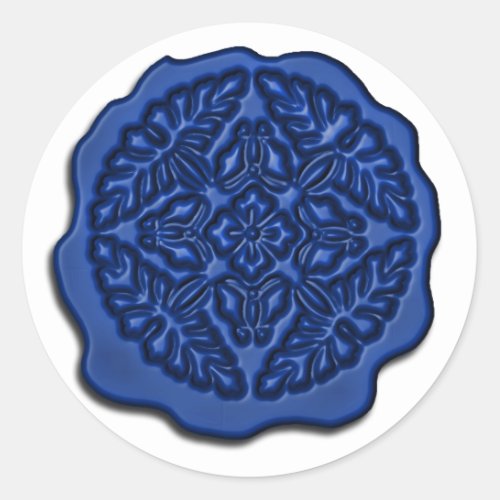 Faux Wax Seal Blue Classic Round Sticker