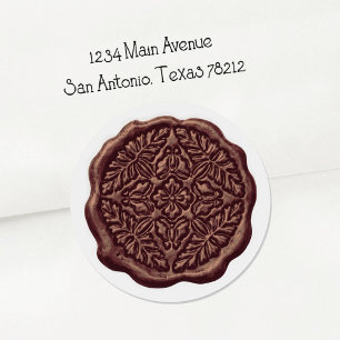 Faux Wax Seal, Brown Classic Round Sticker