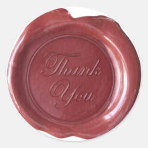 Faux Wax Seal - Burgundy Script - Thank You