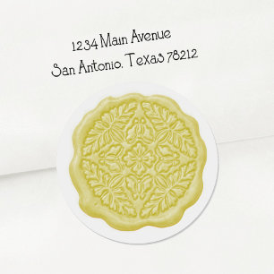 Faux Wax Seal, Butter Yellow Classic Round Sticker