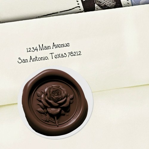 Faux Wax Seal Chocolate Rose Deep Impression