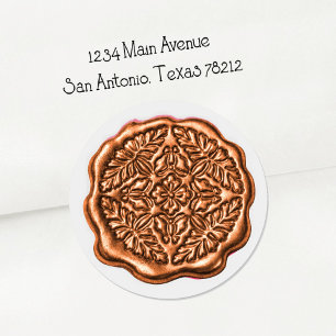 Faux Wax Seal, Copper Classic Round Sticker