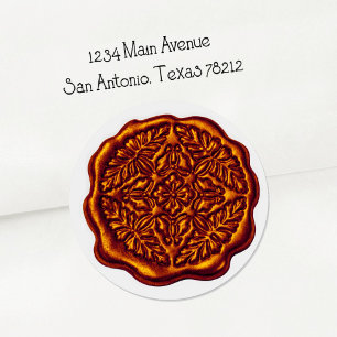 Faux Wax Seal, Copper Fire Classic Round Sticker