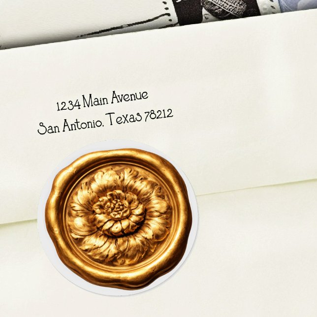 Faux Wax Seal Dark Gold Peony Deep Impression (Creator Uploaded)