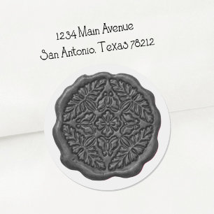 Faux Wax Seal, Dark Gray Classic Round Sticker