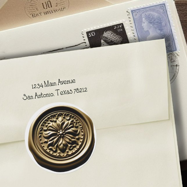 Faux Wax Seal Deep Impression Gold Flower (Creator Uploaded)