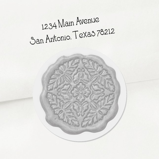 Faux Wax Seal, Gray Classic Round Sticker (Creator Uploaded)