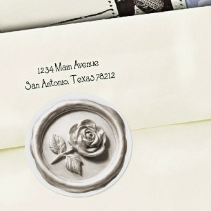 Faux Wax Seal Gray Rose 2 Deep Impression