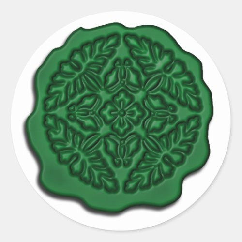 Faux Wax Seal Green Classic Round Sticker