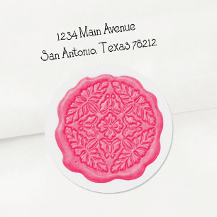 Faux Wax Seal, Hot Pink Classic Round Sticker