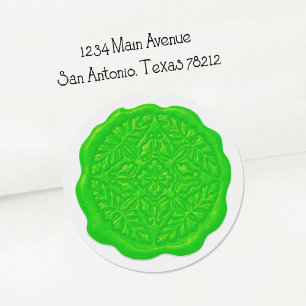 Faux Wax Seal, Lime Green Classic Round Sticker