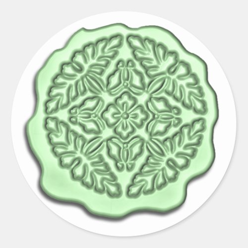 Faux Wax Seal Mint Green Classic Round Sticker