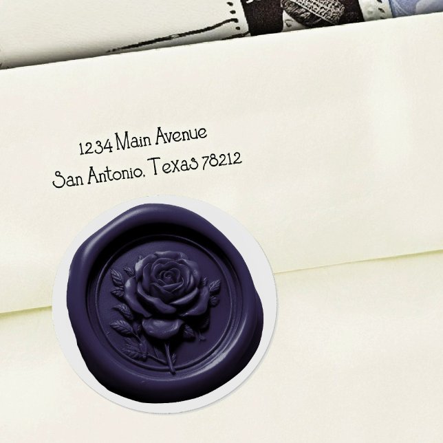 Faux Wax Seal Navy Blue Rose Deep Impression (Creator Uploaded)
