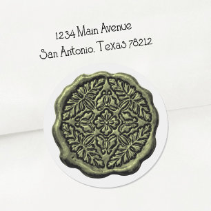 Faux Wax Seal, Olive Green Classic Round Sticker