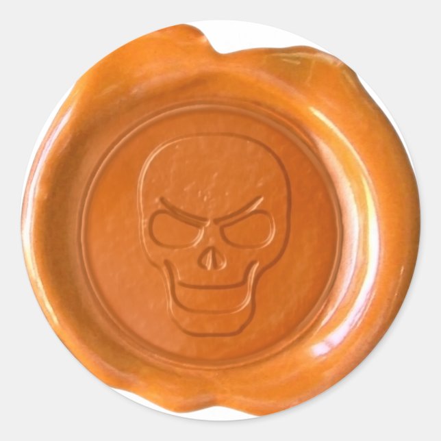 Faux Wax Seal - Orange - Skull 01 (Front)