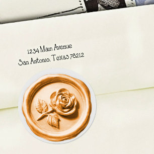 Faux Wax Seal Peach Rose 2 Deep Impression