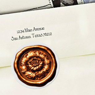 Faux Wax Seal Peony Copper
