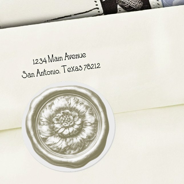 Faux Wax Seal Peony Deep Impression Warm Gray (Creator Uploaded)