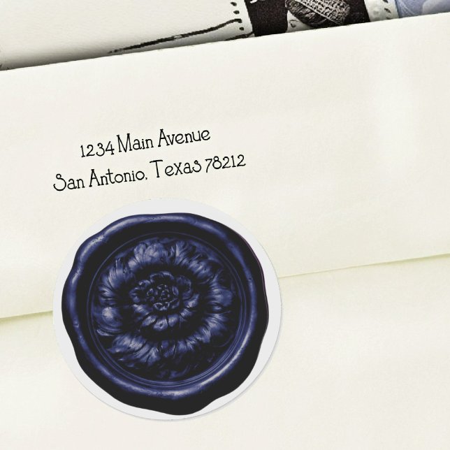 Faux Wax Seal Peony Navy blue (Creator Uploaded)