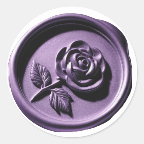 Faux Wax Seal Purple Rose Deep Impression