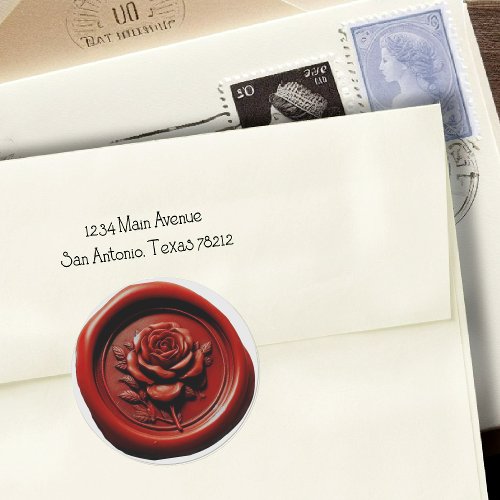 Faux Wax Seal Red Rose Deep Impression