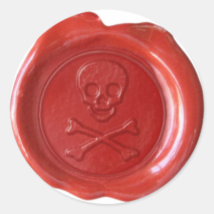 Faux Wax Seal - Red Skull & Crossbones -