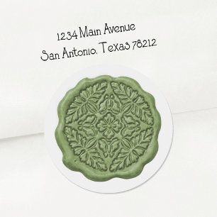 Faux Wax Seal, Soft Green Classic Round Sticker