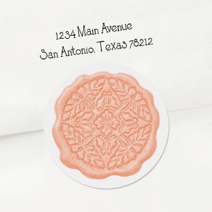 Faux Wax Seal, Soft Peach Classic Round Sticker