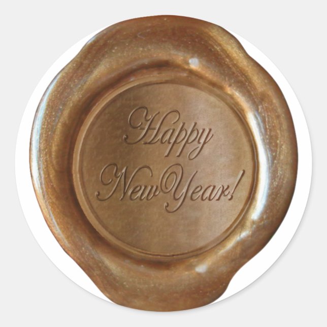Faux Wax Seals - Copper Script - Happy New Year (Front)