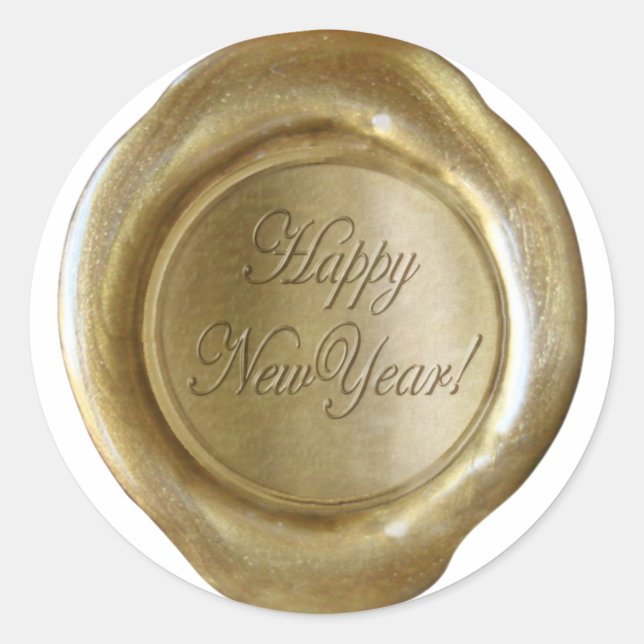 Faux Wax Seals - Gold Script - Happy New Year (Front)