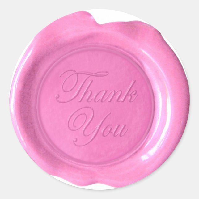 Faux Wax Seals - Pink Script - Thank You (Front)