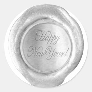 Faux Wax Seals - Silver Script - Happy New Year