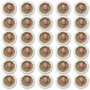 Faux Wax Stamp Envelope Seal Gold Pink Rose Flower Sticker