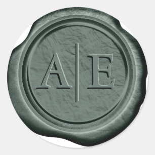 Faux Wax Wedding Initials Dk Hunter G ID947 Classic Round Sticker