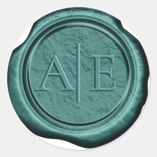 Faux Wax Wedding Initials Emerald Gr ID881 Classic Round Sticker
