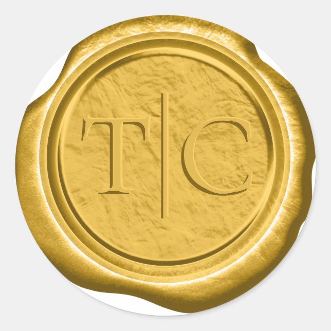 Faux Wax Wedding Initials Gold ID954 Classic Round Sticker (Front)