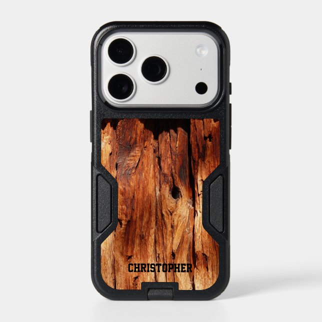 Faux Weather Wood, Name, Rustic  Otterbox iPhone Case (Back)