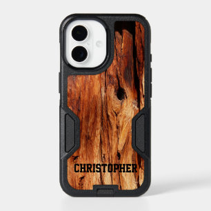 Faux Weather Wood, Name, Rustic iPhone 17 Case