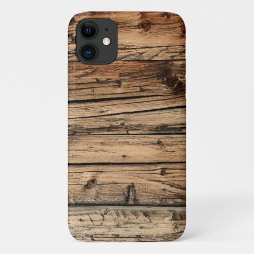 Faux weathered rustic oak wood iPhone 11 case