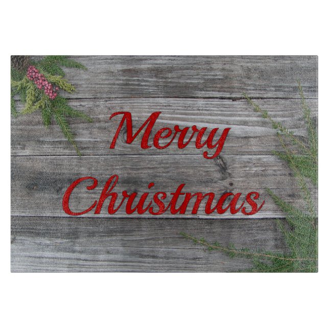 Faux Weathered Wood Glass Cutting Board (Front)