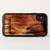 Faux Weathered Wood, Name, Otterbox iPhone Case (Back Horizontal)