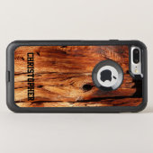 Faux Weathered Wood with Name Otterbox iPhone Case (Back Horizontal)