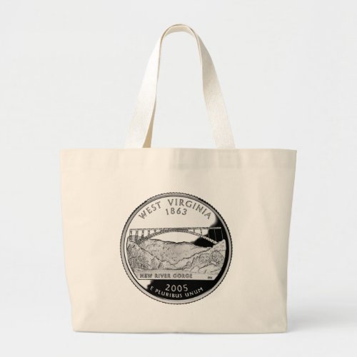 Faux West Virginia State Quarter Large Tote Bag