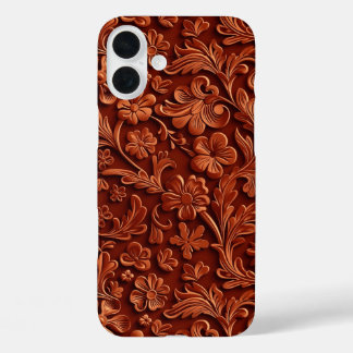 Faux Western wood carving pattern tiled iPhone 16 Plus Case