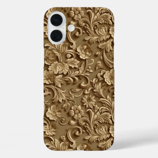 Faux Western wood carving pattern tiled iPhone 16 Plus Case