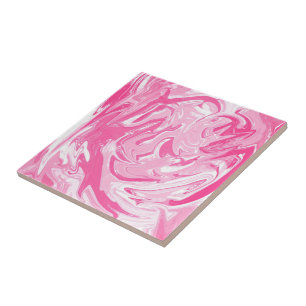 Faux White and Pink Marble Ceramic Tile